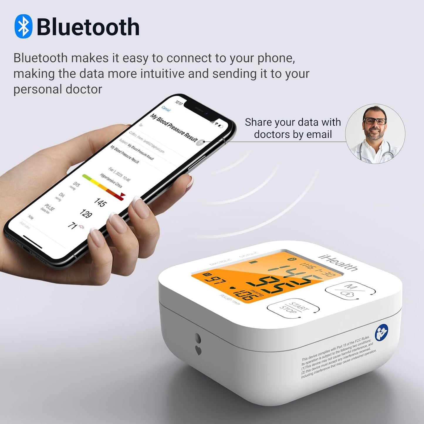 Track Smart Upper Arm Blood Pressure Monitor with Wide Range Cuff