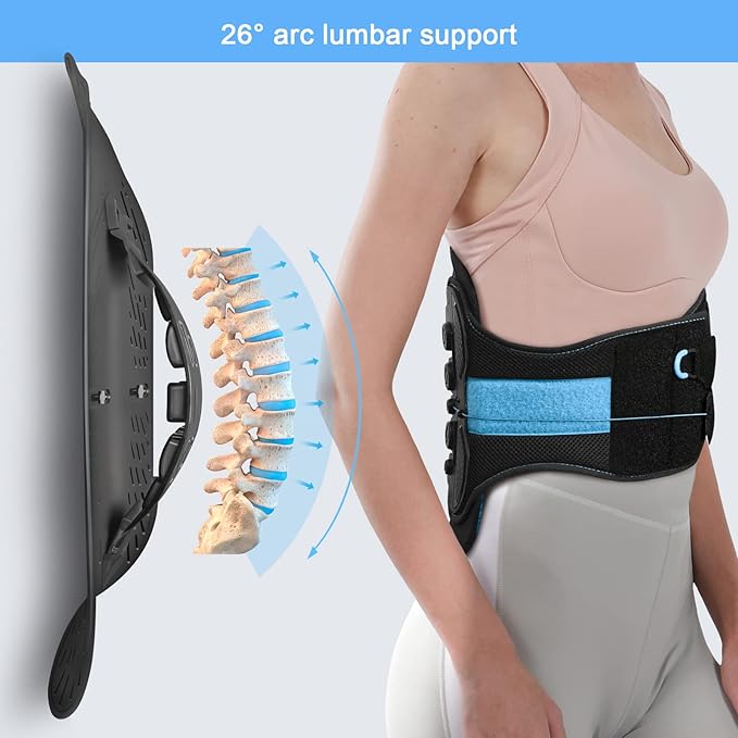 LSO Back Brace with Adjustable Decompression Plate – Dual Pulley Lumbar Support Belt for Herniated Disc, Sciatica, Scoliosis & Spine Stenosis Pain Relief (L/XL Fits Belly 35–47