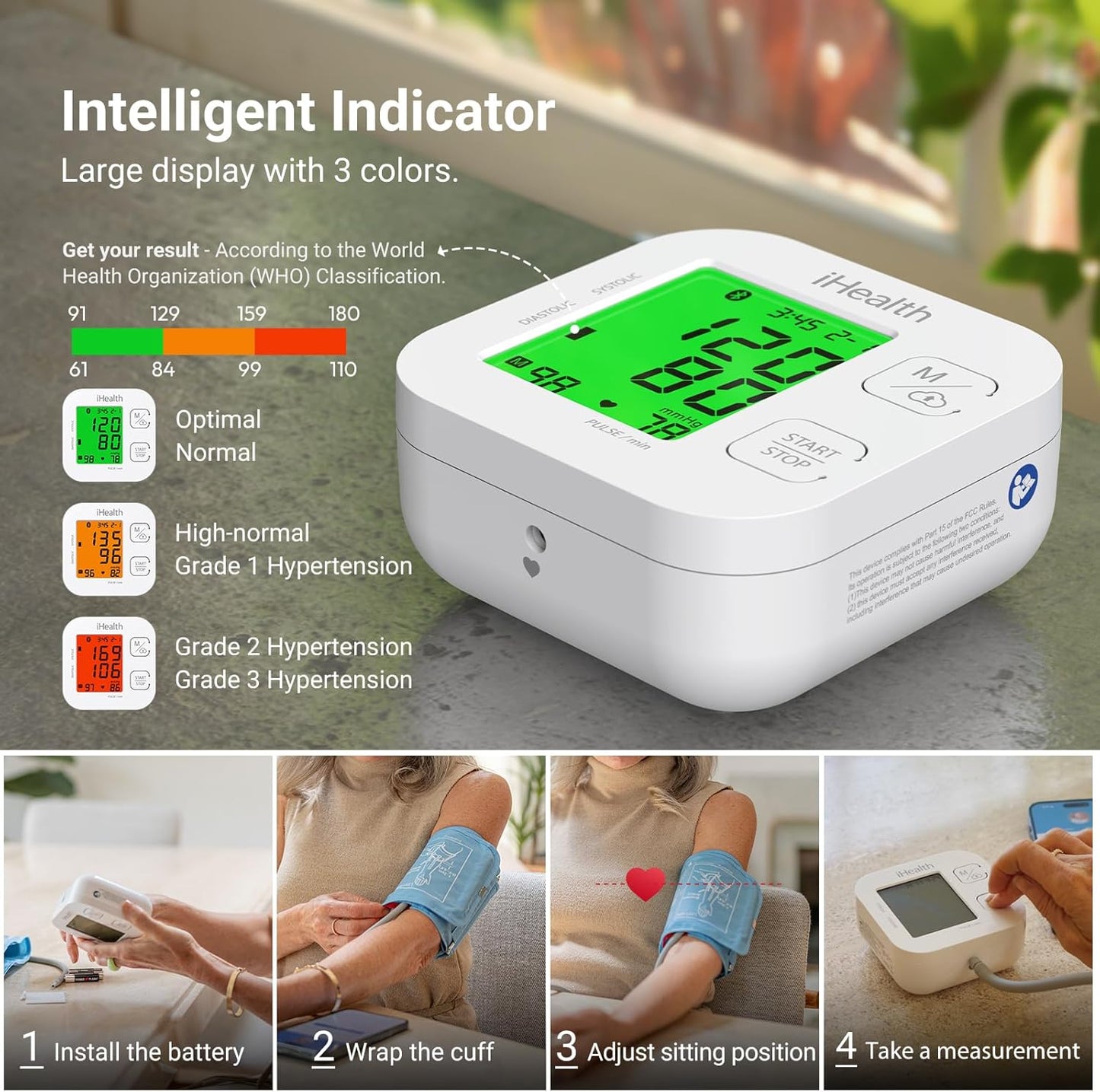 Track Smart Upper Arm Blood Pressure Monitor with Wide Range Cuff