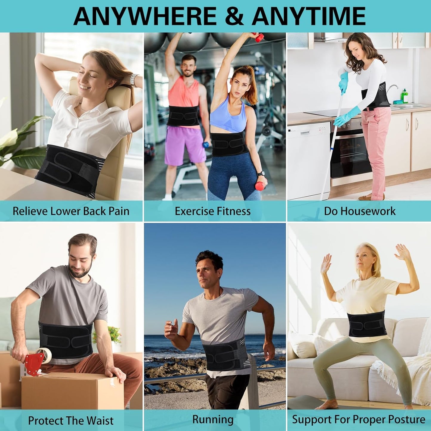 Adjustable Back Brace for Lower Back Pain Relief – Breathable Lumbar Support Belt with Anti-Slip Design for Sciatica, Scoliosis & Heavy Lifting (XL)