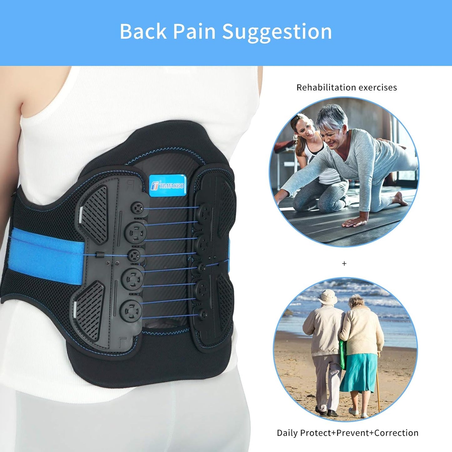 LSO Back Brace with Adjustable Decompression Plate – Dual Pulley Lumbar Support Belt for Herniated Disc, Sciatica, Scoliosis & Spine Stenosis Pain Relief (L/XL Fits Belly 35–47