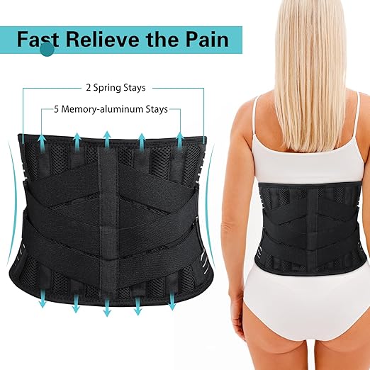 Adjustable Back Brace for Lower Back Pain Relief – Breathable Lumbar Support Belt with Anti-Slip Design for Sciatica, Scoliosis & Heavy Lifting (XL)
