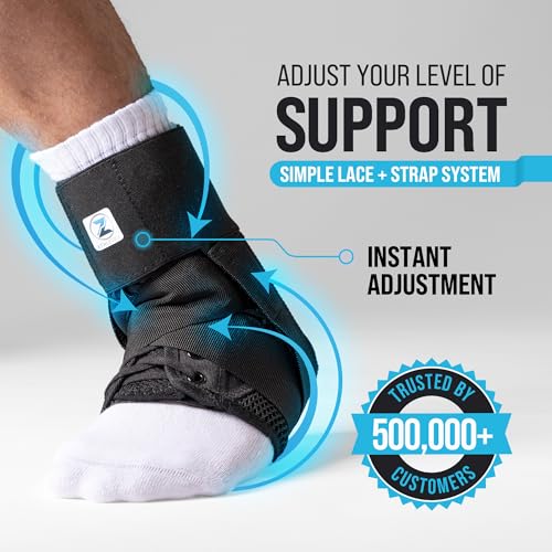 Adjustable Lace-Up Ankle Brace with Side Stabilizers – Support for Sprains, Achilles Tendonitis, Plantar Fasciitis, and Sports Recovery (Unisex)
