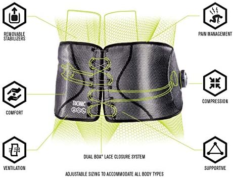 Adjustable Low-Profile Back Brace with BOA-Style Fit System – Removable Rigid Panels for Lumbar Support, Strains & Low Back Pain Relief