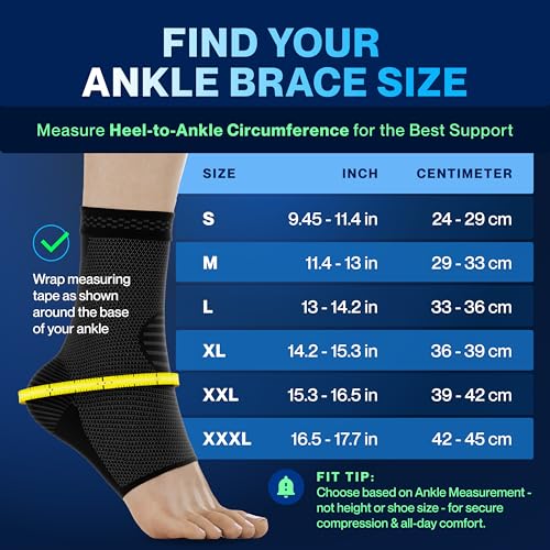 Foot & Ankle Brace Compression Sleeve – Support for Sprains, Plantar Fasciitis, Achilles Tendonitis & Arthritis (All Sizes, Men & Women)