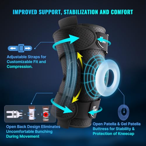 Hinged Knee Brace with Side Stabilizers and Patella Gel Pad – Adjustable Support for Meniscus Tear, ACL, MCL, PCL & Arthritis Pain Relief (Men & Women)