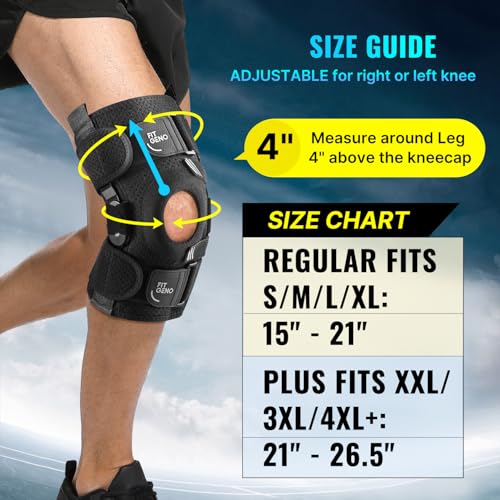 Hinged Knee Brace with Side Stabilizers and Patella Gel Pad – Adjustable Support for Meniscus Tear, ACL, MCL, PCL & Arthritis Pain Relief (Men & Women)