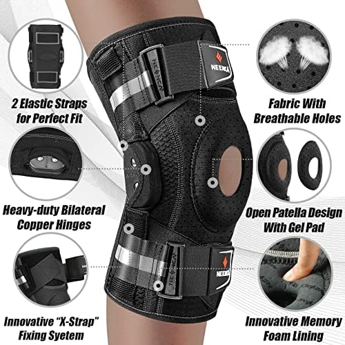 Professional Hinged Knee Brace with X-Strap Support System – Adjustable Medical Knee Support for Pain Relief, Arthritis, Meniscus Tear, ACL, PCL & MCL Injuries