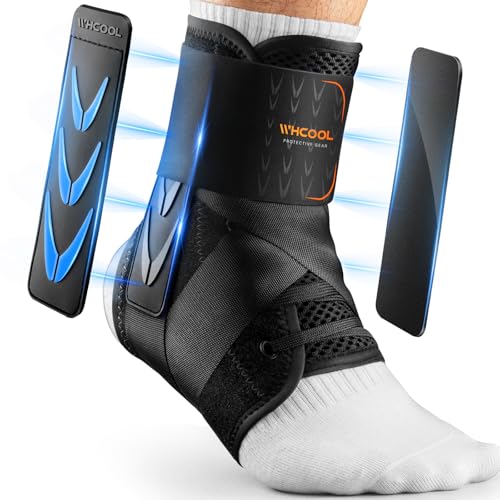 Slim-Fit Ankle Brace with 2 Auto-Shaped Pads – Velcro Lace-Up Support for Sprains, Injury Recovery, Running & Sports (M, 12”-13”)