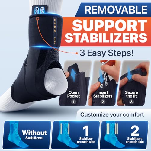 Breathable Ankle Brace with Removable Stabilizers – Slim Fit Support for Sprains, Injury Recovery, Sports (Medium, Unisex)