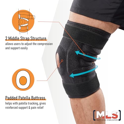 Adjustable Hinged Knee Brace with Dual Side Polycentric Hinges – Open-Patella Support for ACL, PCL, MCL, Meniscus Tear, Arthritis & Surgery Recovery (L/XL)