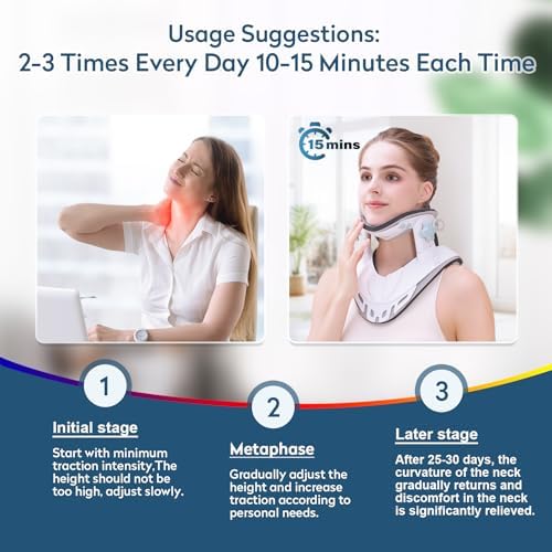 Neck Stretcher Cervical Traction Device – Adjustable Neck Brace for Pain Relief, Spine Alignment, and Neck & Shoulder Support – Home, Office, and Outdoor Use (White)