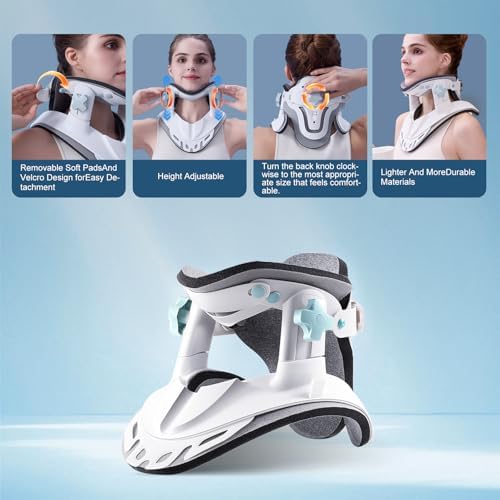 Neck Stretcher Cervical Traction Device – Adjustable Neck Brace for Pain Relief, Spine Alignment, and Neck & Shoulder Support – Home, Office, and Outdoor Use (White)