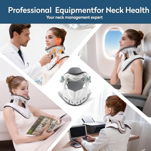 Neck Stretcher Cervical Traction Device – Adjustable Neck Brace for Pain Relief, Spine Alignment, and Neck & Shoulder Support – Home, Office, and Outdoor Use (White)