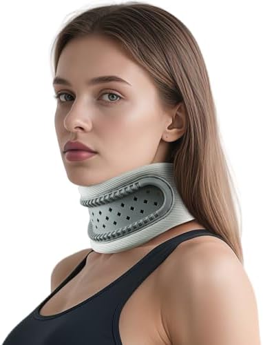 Neck Brace Cervical Collar – Memory Foam & Silicone Support for Cervical Pain Relief, Breathable & Portable, One Size (Space Gray)