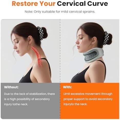 Neck Brace Cervical Collar – Memory Foam & Silicone Support for Cervical Pain Relief, Breathable & Portable, One Size (Space Gray)